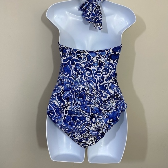 Lauren Ralph Lauren sz 8 swimsuit shades of blue Fabric and elastic excellent - Picture 6 of 12